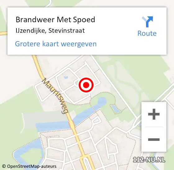 Locatie op kaart van de 112 melding: Brandweer Met Spoed Naar IJzendijke, Stevinstraat op 25 november 2013 07:34