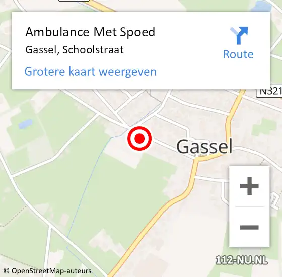 Locatie op kaart van de 112 melding: Ambulance Met Spoed Naar Gassel, Schoolstraat op 27 oktober 2015 09:04