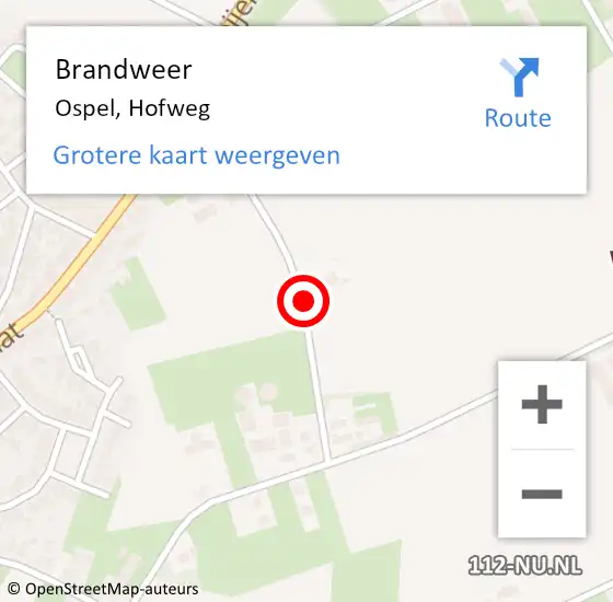 Locatie op kaart van de 112 melding: Brandweer Ospel, Hofweg op 27 oktober 2015 09:14