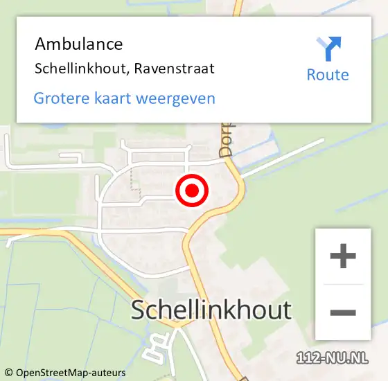 Locatie op kaart van de 112 melding: Ambulance Schellinkhout, Ravenstraat op 27 oktober 2015 09:53