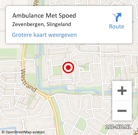 Locatie op kaart van de 112 melding: Ambulance Met Spoed Naar Zevenbergen, Slingeland op 27 oktober 2015 10:44