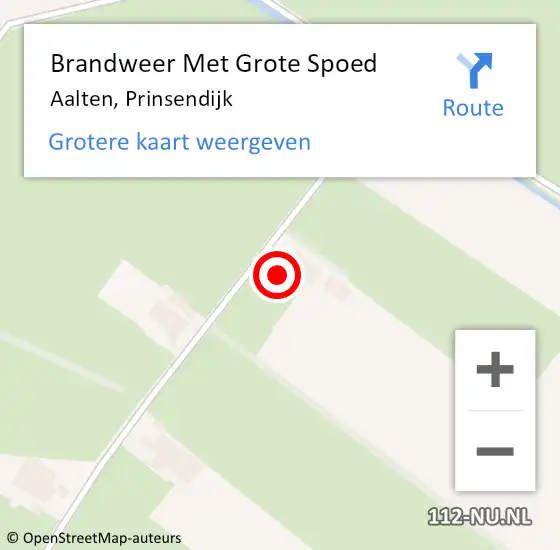 Locatie op kaart van de 112 melding: Brandweer Met Grote Spoed Naar Aalten, Prinsendijk op 27 oktober 2015 11:22