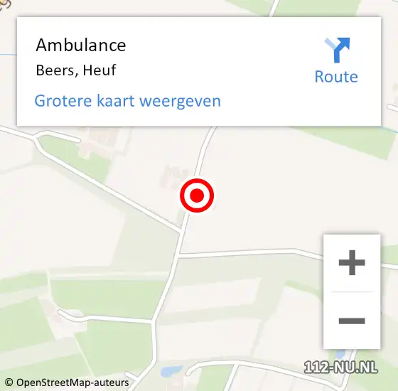 Locatie op kaart van de 112 melding: Ambulance Beers, Heuf op 27 oktober 2015 11:31