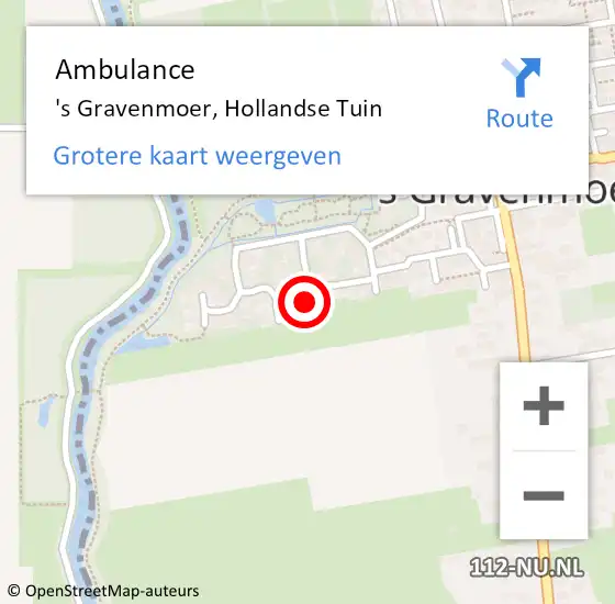 Locatie op kaart van de 112 melding: Ambulance 's Gravenmoer, Hollandse Tuin op 27 oktober 2015 12:18