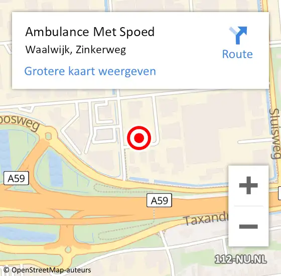 Locatie op kaart van de 112 melding: Ambulance Met Spoed Naar Waalwijk, Zinkerweg op 27 oktober 2015 12:45