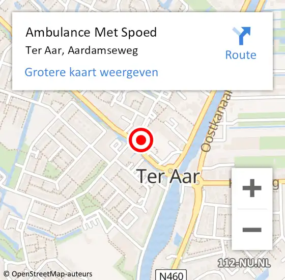 Locatie op kaart van de 112 melding: Ambulance Met Spoed Naar Ter Aar, Aardamseweg op 27 oktober 2015 13:39