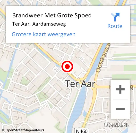 Locatie op kaart van de 112 melding: Brandweer Met Grote Spoed Naar Ter Aar, Aardamseweg op 27 oktober 2015 13:42