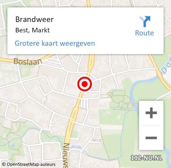 Locatie op kaart van de 112 melding: Brandweer Best, Markt op 27 oktober 2015 13:44