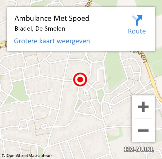 Locatie op kaart van de 112 melding: Ambulance Met Spoed Naar Bladel, De Smelen op 27 oktober 2015 14:22