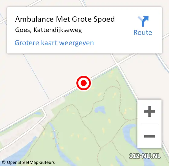 Locatie op kaart van de 112 melding: Ambulance Met Grote Spoed Naar Goes, Kattendijkseweg op 27 oktober 2015 14:26