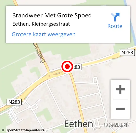 Locatie op kaart van de 112 melding: Brandweer Met Grote Spoed Naar Eethen, Kleibergsestraat op 27 oktober 2015 18:31