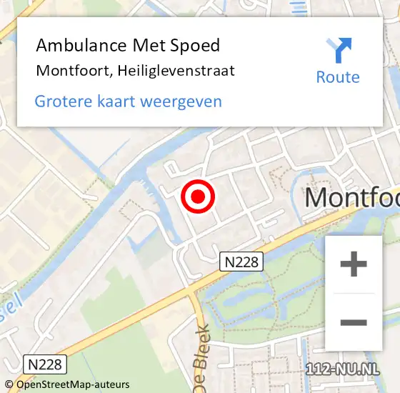 Locatie op kaart van de 112 melding: Ambulance Met Spoed Naar Montfoort, Heiliglevenstraat op 27 oktober 2015 18:53