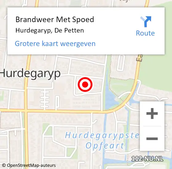 Locatie op kaart van de 112 melding: Brandweer Met Spoed Naar Hurdegaryp, De Petten op 27 oktober 2015 19:01