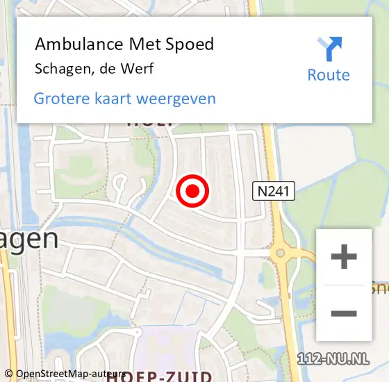 Locatie op kaart van de 112 melding: Ambulance Met Spoed Naar Schagen, de Werf op 27 oktober 2015 20:08