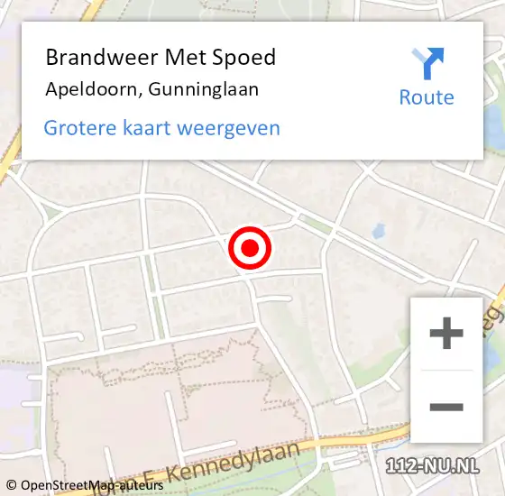 Locatie op kaart van de 112 melding: Brandweer Met Spoed Naar Apeldoorn, Gunninglaan op 27 oktober 2015 20:08