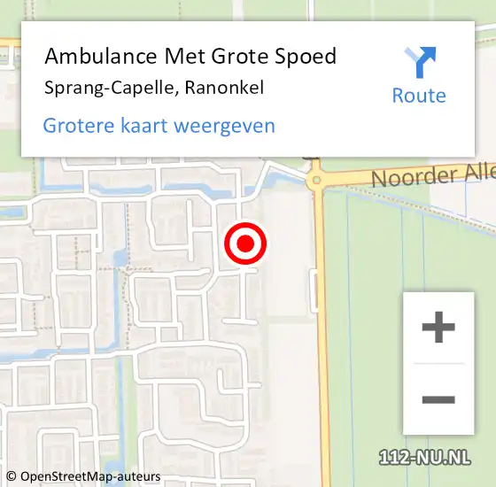 Locatie op kaart van de 112 melding: Ambulance Met Grote Spoed Naar Sprang-Capelle, Ranonkel op 27 oktober 2015 20:13