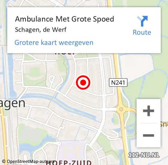 Locatie op kaart van de 112 melding: Ambulance Met Grote Spoed Naar Schagen, de Werf op 27 oktober 2015 20:14