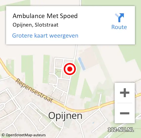 Locatie op kaart van de 112 melding: Ambulance Met Spoed Naar Opijnen, Slotstraat op 27 oktober 2015 20:14