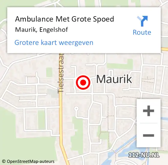 Locatie op kaart van de 112 melding: Ambulance Met Grote Spoed Naar Maurik, Engelshof op 27 oktober 2015 21:07