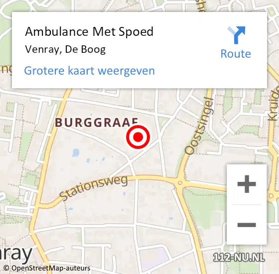 Locatie op kaart van de 112 melding: Ambulance Met Spoed Naar Venray, De Boog op 27 oktober 2015 22:23