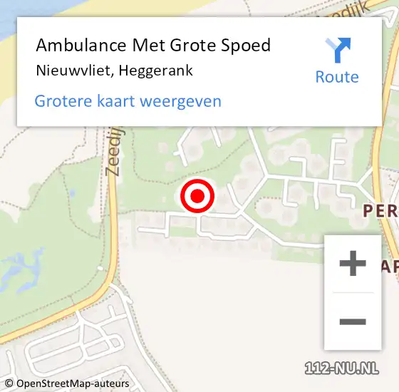 Locatie op kaart van de 112 melding: Ambulance Met Grote Spoed Naar Nieuwvliet, Heggerank op 27 oktober 2015 23:13