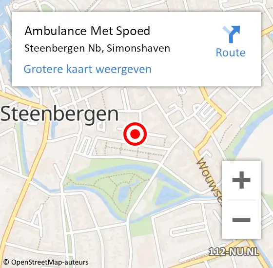 Locatie op kaart van de 112 melding: Ambulance Met Spoed Naar Steenbergen Nb, Simonshaven op 27 oktober 2015 23:56