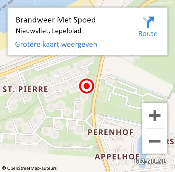 Locatie op kaart van de 112 melding: Brandweer Met Spoed Naar Nieuwvliet, Lepelblad op 28 oktober 2015 01:44