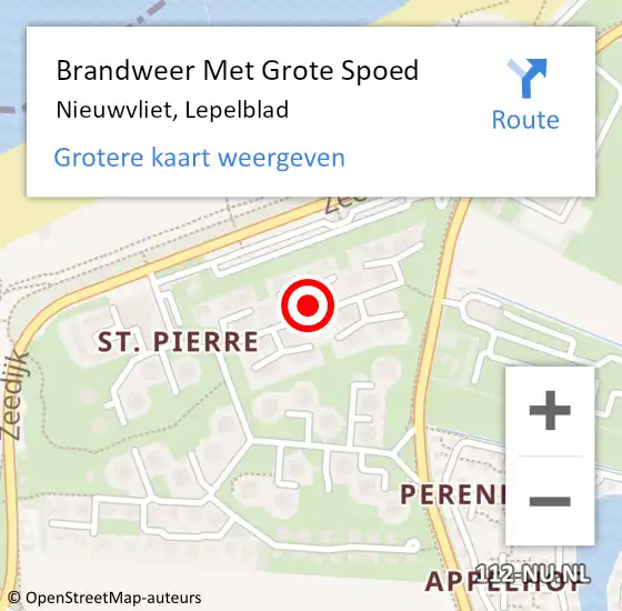 Locatie op kaart van de 112 melding: Brandweer Met Grote Spoed Naar Nieuwvliet, Lepelblad op 28 oktober 2015 01:51