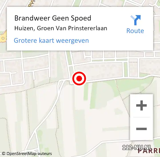 Locatie op kaart van de 112 melding: Brandweer Geen Spoed Naar Huizen, Groen Van Prinstererlaan op 28 oktober 2015 07:56