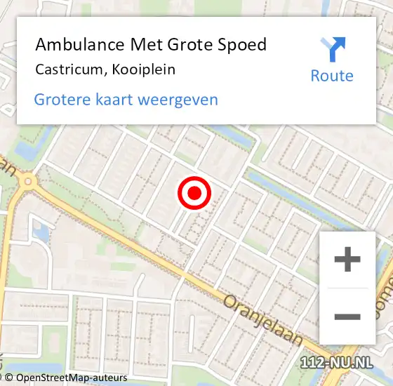 Locatie op kaart van de 112 melding: Ambulance Met Grote Spoed Naar Castricum, Kooiplein op 28 oktober 2015 08:14