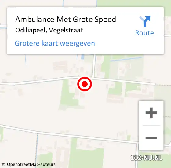 Locatie op kaart van de 112 melding: Ambulance Met Grote Spoed Naar Odiliapeel, Vogelstraat op 28 oktober 2015 08:20