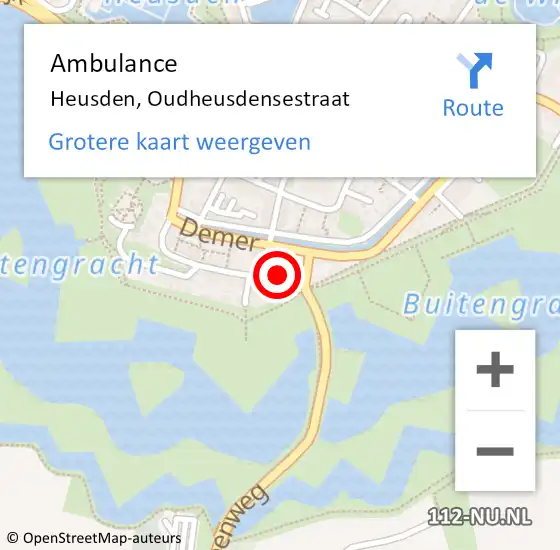 Locatie op kaart van de 112 melding: Ambulance Heusden, Oudheusdensestraat op 28 oktober 2015 08:23