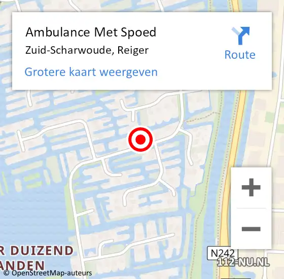 Locatie op kaart van de 112 melding: Ambulance Met Spoed Naar Zuid-Scharwoude, Reiger op 28 oktober 2015 08:41