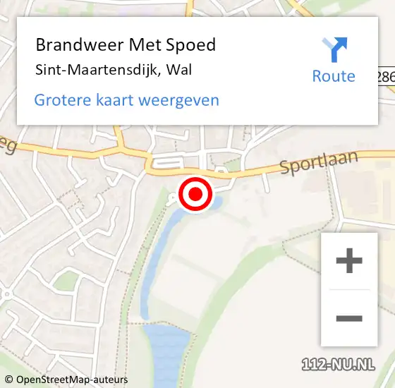 Locatie op kaart van de 112 melding: Brandweer Met Spoed Naar Sint-Maartensdijk, Wal op 28 oktober 2015 09:20