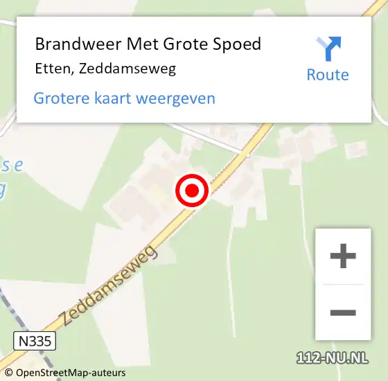 Locatie op kaart van de 112 melding: Brandweer Met Grote Spoed Naar Etten, Zeddamseweg op 28 oktober 2015 10:18