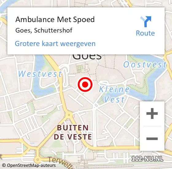 Locatie op kaart van de 112 melding: Ambulance Met Spoed Naar Goes, Schuttershof op 28 oktober 2015 10:45