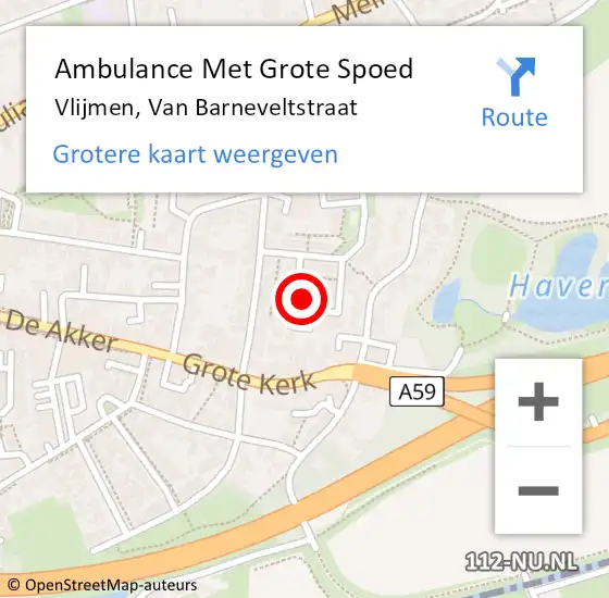 Locatie op kaart van de 112 melding: Ambulance Met Grote Spoed Naar Vlijmen, Van Barneveltstraat op 28 oktober 2015 10:52