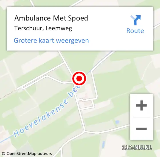 Locatie op kaart van de 112 melding: Ambulance Met Spoed Naar Terschuur, Leemweg op 28 oktober 2015 10:53