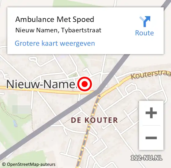 Locatie op kaart van de 112 melding: Ambulance Met Spoed Naar Nieuw Namen, Tybaertstraat op 28 oktober 2015 11:00