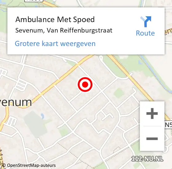 Locatie op kaart van de 112 melding: Ambulance Met Spoed Naar Sevenum, Van Reiffenburgstraat op 28 oktober 2015 11:22