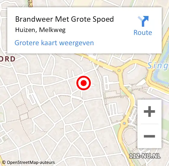 Locatie op kaart van de 112 melding: Brandweer Met Grote Spoed Naar Huizen, Melkweg op 28 oktober 2015 11:58