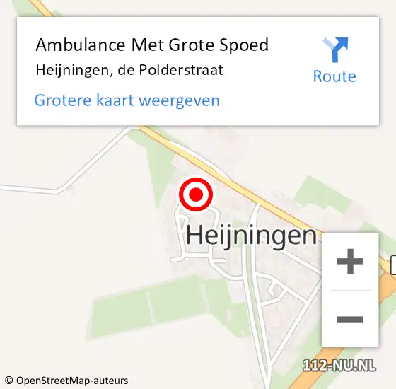 Locatie op kaart van de 112 melding: Ambulance Met Grote Spoed Naar Heijningen, de Polderstraat op 28 oktober 2015 12:01