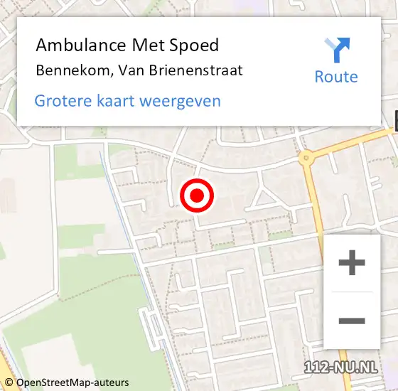 Locatie op kaart van de 112 melding: Ambulance Met Spoed Naar Bennekom, Van Brienenstraat op 28 oktober 2015 12:37