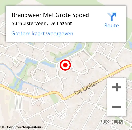 Locatie op kaart van de 112 melding: Brandweer Met Grote Spoed Naar Surhuisterveen, De Fazant op 28 oktober 2015 13:04