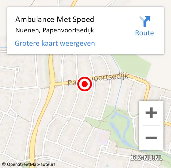 Locatie op kaart van de 112 melding: Ambulance Met Spoed Naar Nuenen, Papenvoortsedijk op 28 oktober 2015 14:02