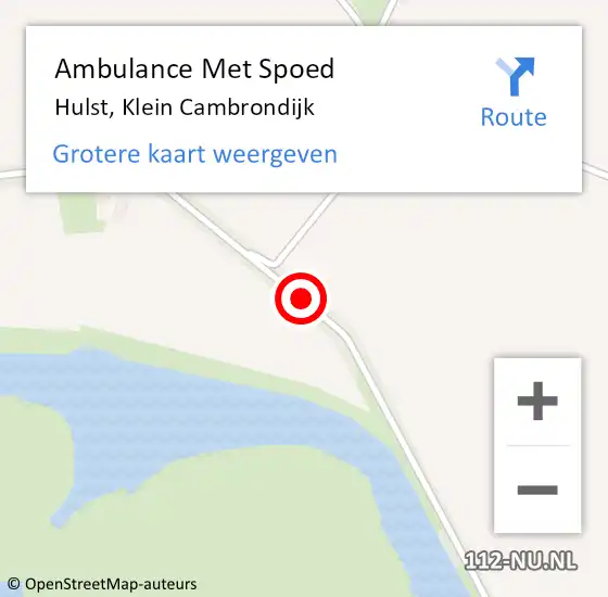 Locatie op kaart van de 112 melding: Ambulance Met Spoed Naar Hulst, Klein Cambrondijk op 28 oktober 2015 14:12