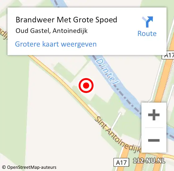 Locatie op kaart van de 112 melding: Brandweer Met Grote Spoed Naar Oud Gastel, Antoinedijk op 28 oktober 2015 15:22