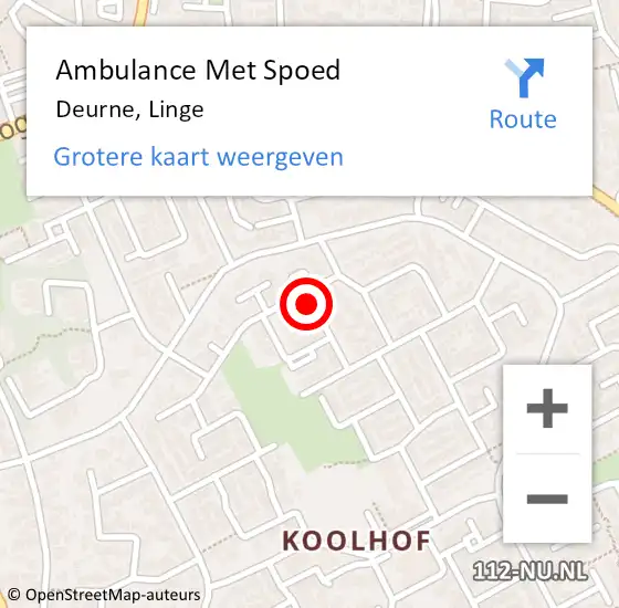 Locatie op kaart van de 112 melding: Ambulance Met Spoed Naar Deurne, Linge op 28 oktober 2015 17:30