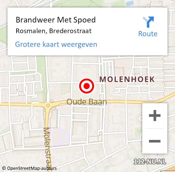 Locatie op kaart van de 112 melding: Brandweer Met Spoed Naar Rosmalen, Brederostraat op 28 oktober 2015 17:41