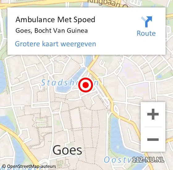 Locatie op kaart van de 112 melding: Ambulance Met Spoed Naar Goes, Bocht Van Guinea op 28 oktober 2015 17:42